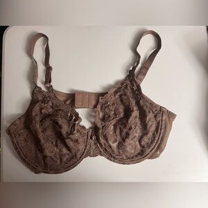 Wacoal 40D like new bra brown pewter color with soft cup silky floral design